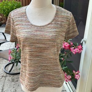 JONES-NEW YORK. Beautiful, Multicolored Top. Short Sleeve. Round Neck. S…